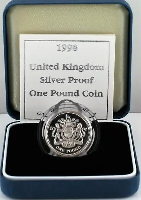£12.99 • Buy 1998 Royal Mint The Royal Arms Silver Proof One Pound £1 Coin, COA, Box, Outer