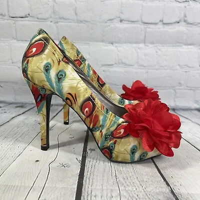 Dolce By Mojo Moxy Size 8.5 M US Peacock Floral Flowers Pumps Heels Women's • $19.99