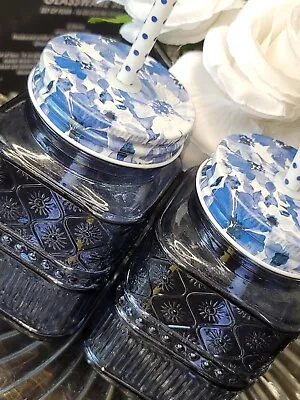 💙 New Godinger Crystal Mason Jar Tumbler Blue White Mugs Toile Gift Set • $23.95