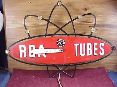 Rare Vintage RCA Tubes Atomic Symbol Advertising Clock PARTS / REPAIR RUNS • $150