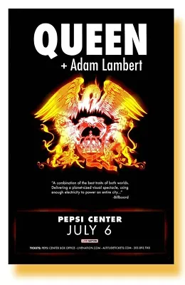 Queen With Adam Lambert Framed Concert Poster Pepsi Center • $21.99