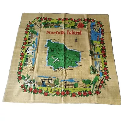 Vintage Irish Linen Union Wall Hanging Table Cloth Map Of Norfolk Island  • £18.99