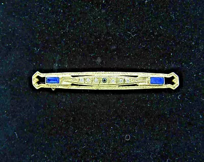 ART DECO Antique Brooch Golden Bar Pin Vintage Early 1900s • $29.99