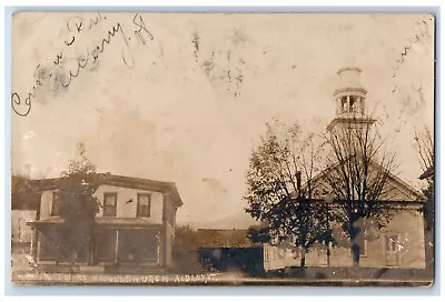 1907 Post Office Congregational Church View Albany VT RPPC Photo Postcard • $29.97