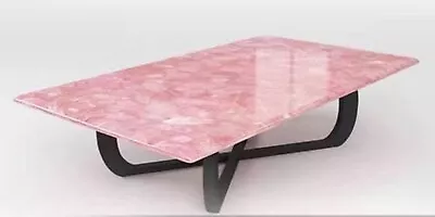 Pink Marble Coffee Table Top Rose Quartz Resin Art Entryway Table For Home Decor • £679.30