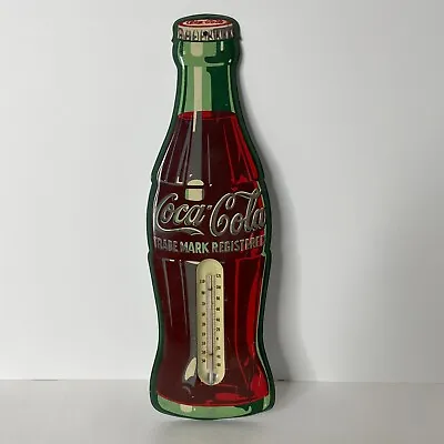 Vintage 1955 Coca Cola Soda Bottle Metal Thermometer Flat Version • $88