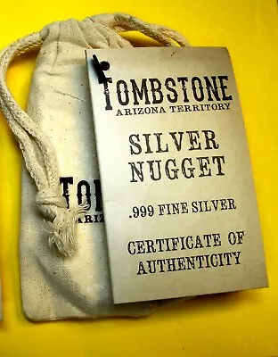 *HERE! (1) - 10 Troy Ozs SDMT *TOMBSTONE NUGGET Bullion Bar .999 Fn Silver +COA+ • $300