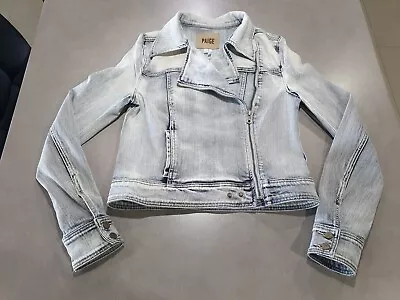 Paige Ladies  Distressed Denim Jacket. Size S. Side Zip.  Pockets. Cropped • $22.50