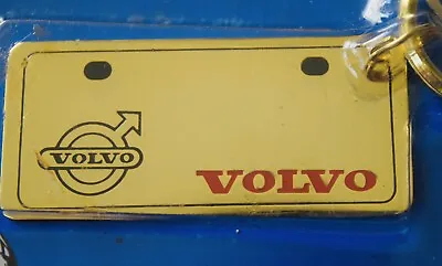 Vintage Baron 1985 80s Volvo License Plate Solid Brass Keychain NOS Old Stock • $15