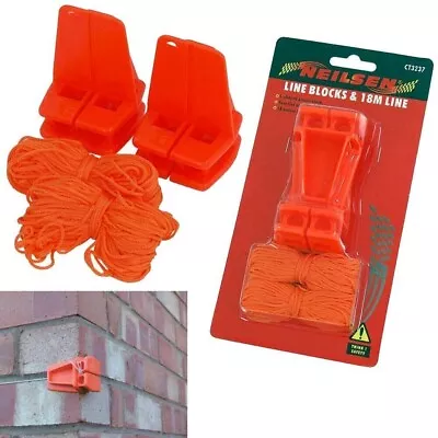 £5.95 • Buy 2x Brickies Line Blocks + 18M Line | 2 Plastic L Shaped Corner Blocks Brick