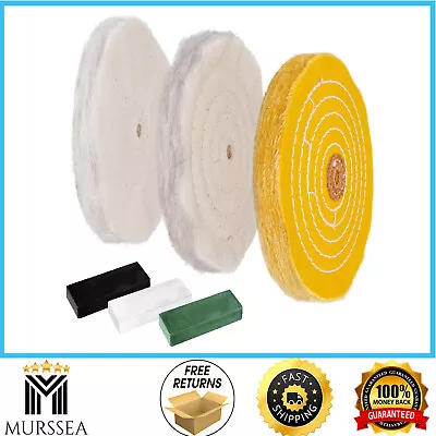 Buffing Wheel And Polishing Compound Kit Complete For Bench Grinder 6 Inch 3-PCS • $21.24