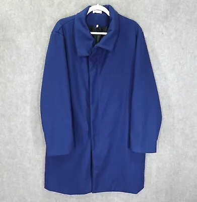 Coofandy Mens Size Coat Size XXXL Blue Hidden Button Mid Length Lightweight • $18.95