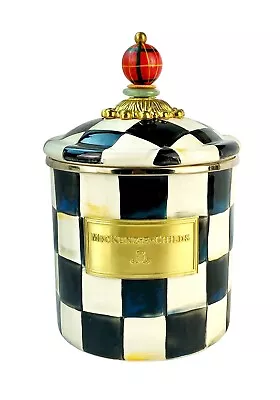 MacKenzie Childs Courtly Check Small 7.5  Canister Plaid Knob Brand New • $75