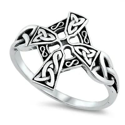$15.95 • Buy Unisex Sterling Silver Maltese Cross Ring Celtic Knots 925 Sizes 5-12 NEW
