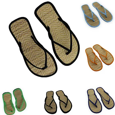 Women Flat Slippers Comfortable Non-Slip Sandals Silent Bamboo Rattan Flip Flop • $8.99