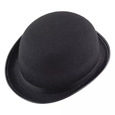 Black Bowler Hat Unisex Bonnet Felt Hat Victorian Hat Casual Costume Accessories • $14.69