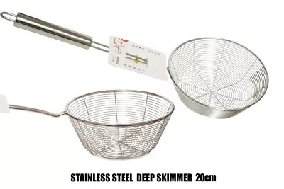 Mesh Strainer Ladle Stainless Steel Spider Deep Skimmer Frying Spoons Kitchen • £9.50