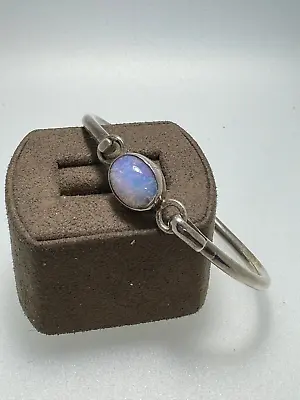 Vintage Mexican Sterling Silver Fiery Opal Bangle Bracelet • $40