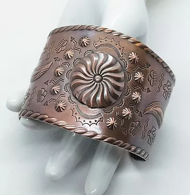 Vintage Signed Bell Trading Solid Copper Wide Cuff Bracelet • $29.99