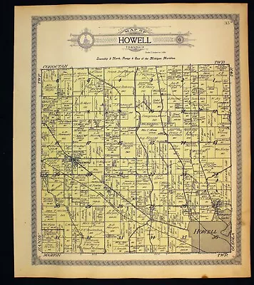 1915 Plat Map Howell Township Livingston County Michigan • $22.50