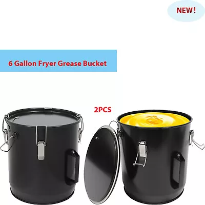 2PCS 6 Gallon Fryer Grease Bucket Oil Disposal Container W/ Filter Bag • $180