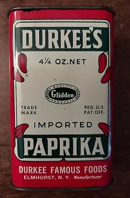 Vintage Durkee's Spice Tin Paprika 4oz Durkee Famous Foods- Elmhurst NY • $20
