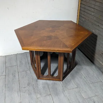 Vintage John Widdicomb Grand Rapids Hexagon Walnut End Table Mid Century Modern • $1350