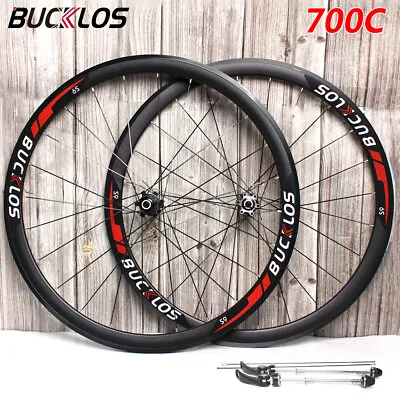 BUCKLOS 700C Road Racing Bike Wheels Set Carbon Hub Clincher 40mm Rim Disc Brake • $170.45