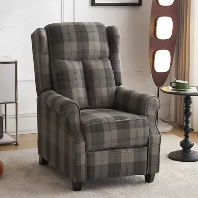 Tartan Fabric Recliner Chairs For Living Room Bedroom Adjustable Armchair Sofa • £219.99