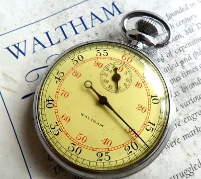 Vintage Waltham WWII Era 30 Minute 1/5 Second Timer Stop Watch Runs Sold As-Is • $5