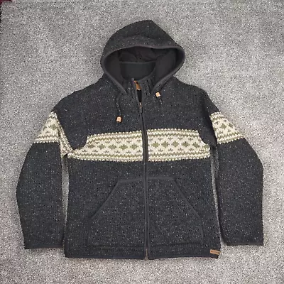 Laundromat Sweater Jacket Men L Gray Wool Hoodie Full Zip Nepal • $89.99