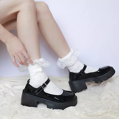 Bow Decor Ruffle Trim Crew Socks Girl Frill Trim Socks School Socks • $7.50