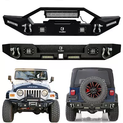 Vijay For 1987-2006 Jeep Wrangler TJ YJ Steel Front Or Rear Bumper With Lights • $289.99