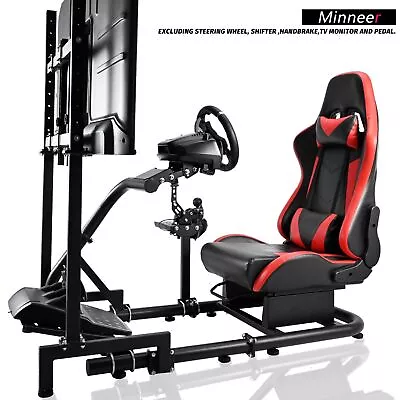 Minneer Immersive Racing Sim Cockpit With Seat & TV Stand Fit Logitech G920 G923 • £120.99