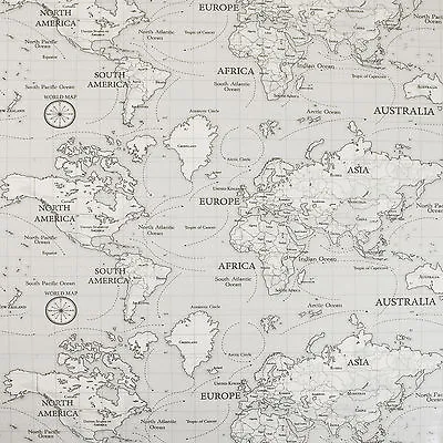 Grey Atlas World Map Oilcloth Tablecloth Wipe Clean PVC Vinyl Table Cover Design • £18