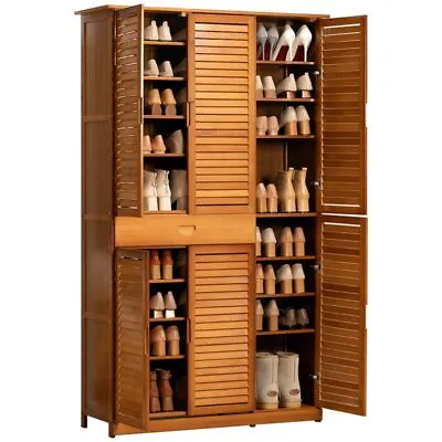 $239.99 • Buy Multi Tier Bamboo Large Capacity Storage Shelf Shoe Rack Cabinet 4/6 Doors + 1 D