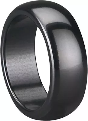 8mm Men's Or Ladie's Ceramic Shiny Domed Black  Engagement Wedding Band Ring • $22.46