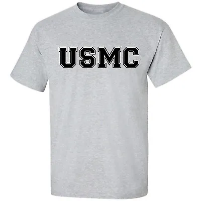  USMC   Athletic Marines Short Sleeve T-Shirt In Gray - Adult Small To 5X • $19.99