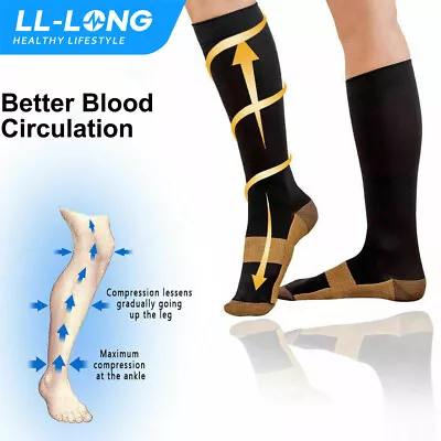 5 Pairs Compression Socks Copper Fit Knee High 20-30mmHg Energy Support Recover • $11.95