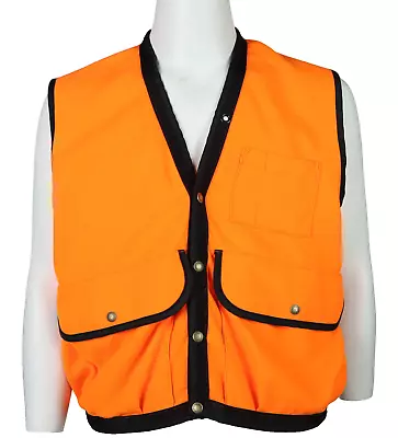 Vtg CABELA’S USA Men’s Sz L Blaze Orange Fleece Hunting Vest Jacket Snaps Hi Viz • $49.99