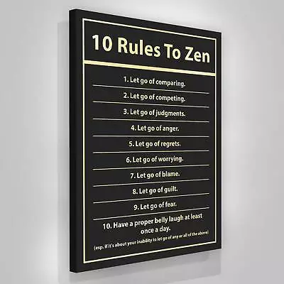 10 Rules To Zen Wall Art Buddhism Home Decor Buddha Canvas Print Buddha Meditate • $49.95