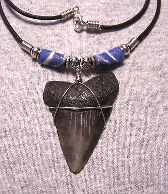 Mako Shark Tooth Necklace 2  Shark Teeth Fossil Jaw Megalodon Diver Huge! • $30