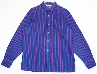Marimekko Jokapoika Blue & Pink Striped Long Sleeve Cotton Shirt Size 40 • $68
