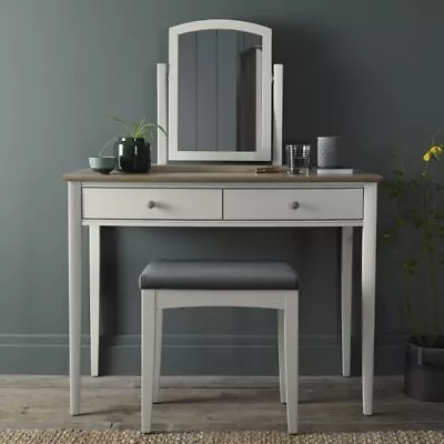 Larsen Scandi Oak & Soft Grey Dressing Table Set • £434