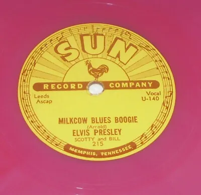 Elvis Presley SUN 215 MILKCOW BLUES BOOGIE Pink Vinyl 78 RPM Reissue U-141 • $99.99