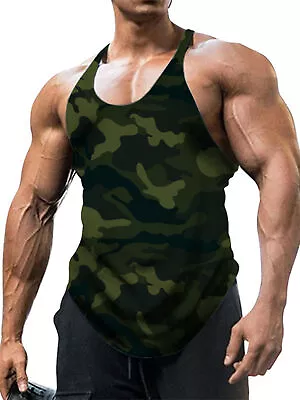 Men's Muscle Tank Tops Gym Tank Top Athletic Y-Back Fitness Bodybuilding Shirt • $9.48