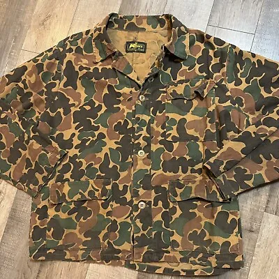VTG KMart Duck Camouflage Camo Large Short  Button Up Long Sleeve Hunting Shirt • $42.73