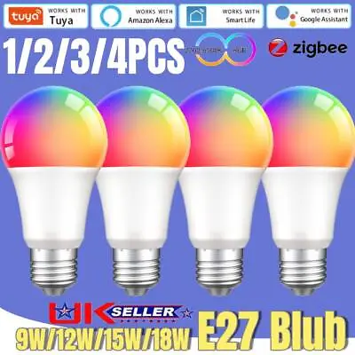 18W Tuya Zigbee Smart E27 Bulb RGB LED Light For Amazon Alexa Google Home 1-4pcs • $43.64