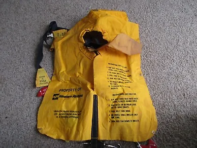 Vintage Airlines Yellow Inflatable Life Vest - Western Airlines • $34.07