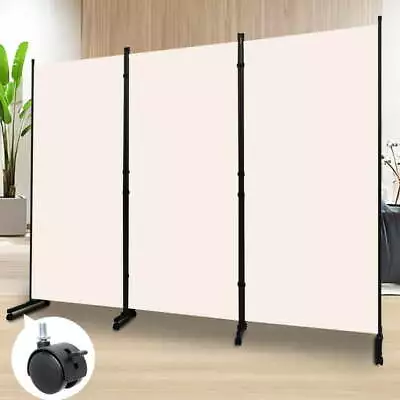 Folding Room Divider Privacy Screen Wall Partition 3 Panel With Wheels 102'' • $100.52